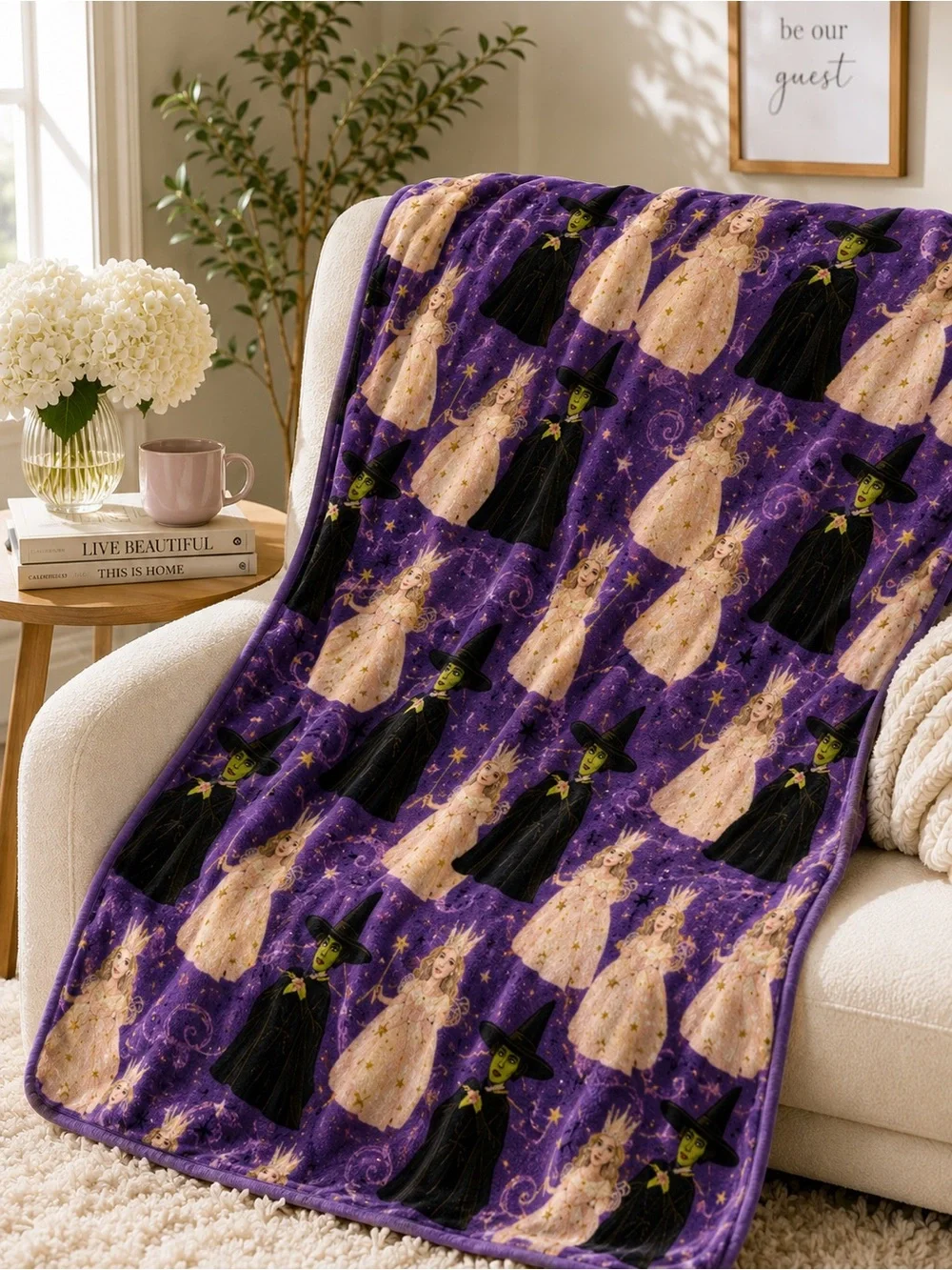 The Wizard of Oz Glinda & Wicked Witch Cloud Throw Blanket 60x70 Purple